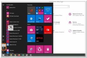 صورة لواجهة قائمة ابدأ في ويندوز 10 مع تطبيقات مختلفة، تساعد في تسريع ويندوز 10 وتحسين الإنتاجية بشكل ودي وسهل. البتول ستور