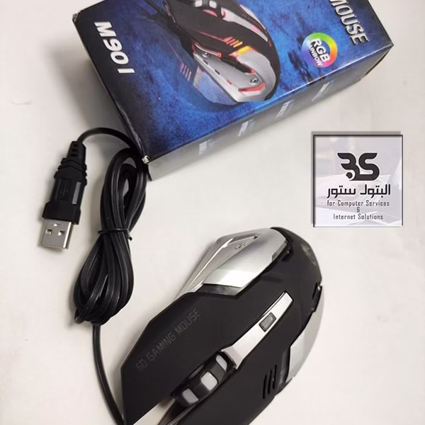 ماوس M901 للألعاب، USB، بإضاءة RGB رائعة ومميزة مع العبوة. مثالي لجلسات اللعب الممتعة والتحديات الشيقة. البتول ستور