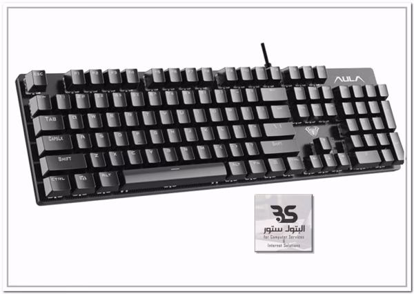 لوحة مفاتيح ميكانيكية للألعاب AULA S2022 RGB، مثالية للجيمرز بحواف أنيقة وإضاءة ملونة تضيف الحيوية لمغامراتك. البتول ستور