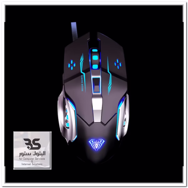 ماوس USB للألعاب برؤية ليلية بتأثيرات إضاءة RGB من AULA S20، تصميم جذاب ومريح لجلسات اللعب الطويلة. البتول ستور