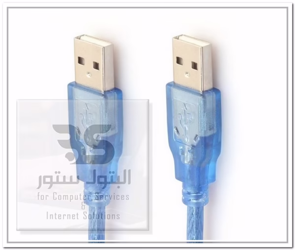 كابل USB 2.0 ذكر إلى ذكر باللون الأزرق الشفاف، مثالي لنقل البيانات بسهولة وأمان بين الأجهزة. مثالي للاستخدام اليومي! البتول ستور