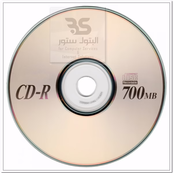 قرص CD-R بسعة 700 ميجابايت، مثالي لتخزين البيانات والموسيقى، مع شعار البتول سوفت للخدمات والإنترنت. رائع لتخزين الذكريات! البتول ستور