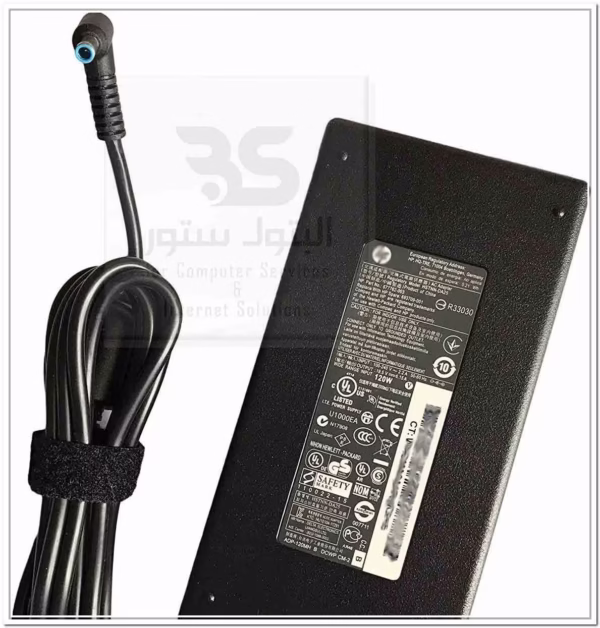 HP-19.5V-6.15A-120W-4.5-x-3.0mm-AC-Adapter-Charger محول لابتوب HP أصلي Envy 130W بقدرة 6.7A، لون أزرق، مثالي لتوفير الطاقة اللازمة لأجهزتك، متين ويوفر أداءً ممتازًا. البتول ستور