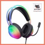 سماعة رأس بألوان قوس قزح مع ميكروفون، تصميم عصري ومريح، مثالية للألعاب والتواصل. تجربه رائعة في كل مرة! البتول ستور