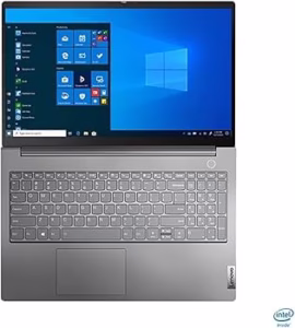 لابتوب لينوفو فضي مع شاشة تعرض نظام ويندوز 10، يوفر أداءً ممتازًا وتجربة استخدام سلسة لمهام العمل والترفيه. البتول ستور