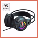 سماعة ألعاب لينوفو سوداء بتصميم مريح وإضاءة RGB، مثالية لجلسات اللعب الطويلة بصوت عالي الجودة وميكروفون متحرك. البتول ستور