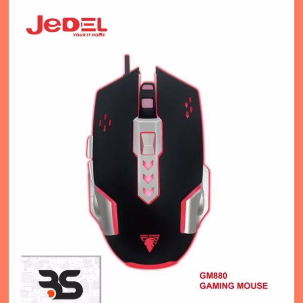 ماوس جيمنج JEDEL GM880 بتصميم أنيق وعصري. مثالي للاعبين الباحثين عن أداء عالي وتجربة لعب ممتعة. اجعل لعبك أكثر احترافية! البتول ستور