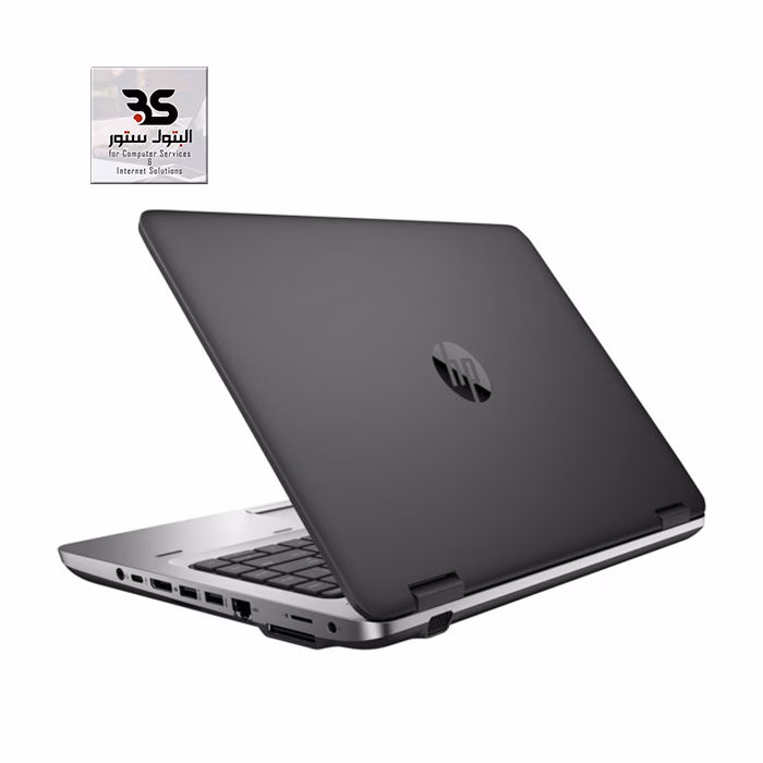 hp 640g2 لاب توب HP ProBook 640G1 بمعالج i5، تصميم أنيق ومتين مناسب للعمل والدراسة، يُظهر الغطاء الخلفي للحاسوب المحمول. البتول ستور
