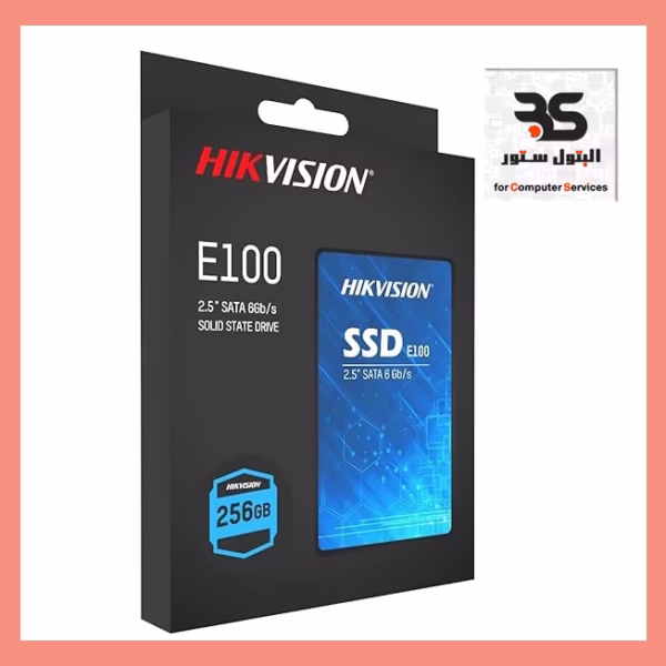 قرص SSD 256 GB Hikvision E100 في علبة أنيقة، مثالي لأداء سريع وخالي من المشاكل. رائع لجهازك الجديد! البتول ستور