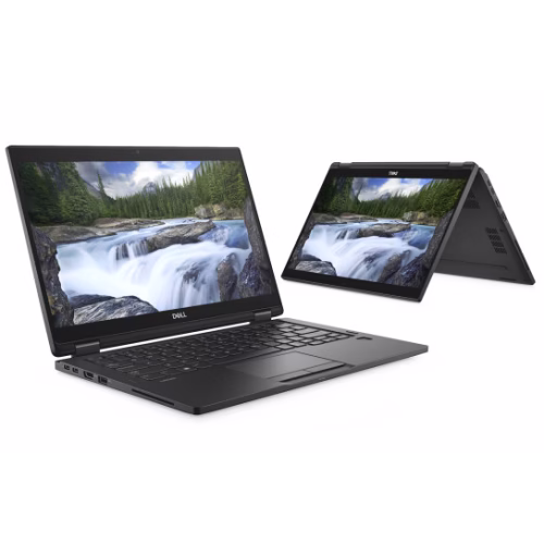 كمبيوتر محمول Dell بتصميم قابل للطي، يعرض شلالات طبيعية على الشاشة. حاسوب متعدد الاستخدامات يلائم العمل والترفيه. البتول ستور